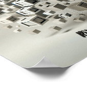 モノクロミニマリズム：浮動スクウェア抽象芸術 ポスター (角)