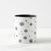 モノクロミニマルのスノーフレーク・パターン マグカップ (中央)