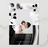 モノクロミニマルクリスマスジャパンディスタイル写真 箔シーズンカード (正面)