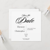 モノクロミニマルスクエア結婚式延期案内状 カード (正面/裏面インサイチュ)