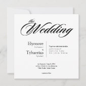 モノクロミニマルスクエア結婚式招待状 カード (正面)