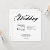 モノクロミニマルスクエア結婚式招待状 カード (正面/裏面インサイチュ)