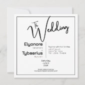 モノクロミニマルスクエア結婚式招待状 カード (正面)