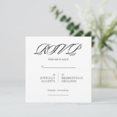 モノクロミニマルスクエア結婚式RSVP カード (スタンド正面)