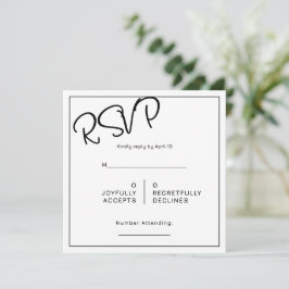 モノクロミニマルスクエア結婚式RSVP カード