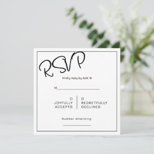 モノクロミニマルスクエア結婚式RSVP カード
