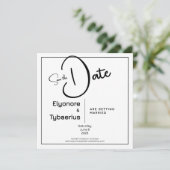 モノクロミニマルスクエア結婚式Save the Date カード (スタンド正面)