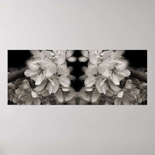 モノクロミラーの抽象的な春の花 ポスター (正面)