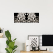 モノクロミラーの抽象的な春の花 ポスター (ホームオフィス)