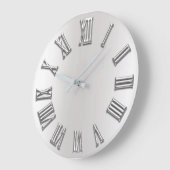 モノクロムグレー金属グレー銀ローマ数字 ラージ壁時計 (傾斜)