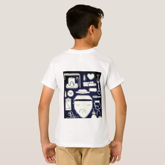 モノクロメディカルアイコンセット Tシャツ (裏面フル)