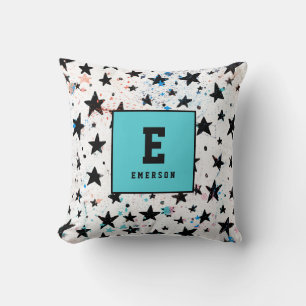 モノクロモダンな手描きのおもしろいの宇宙および星 クッション