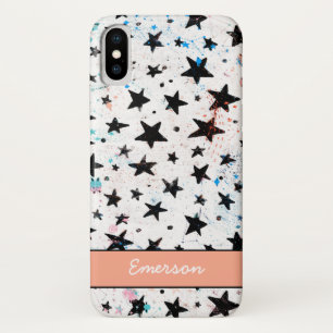 モノクロモダンな手描きのおもしろいの宇宙および星 iPhone X ケース