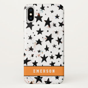 モノクロモダンな手描きのおもしろいの宇宙および星 iPhone X ケース