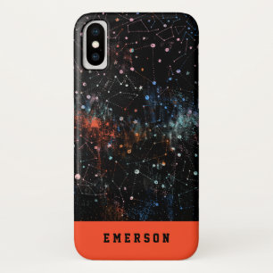 モノクロモダンな手描きのおもしろいの宇宙および星 iPhone X ケース