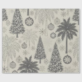モノクロモダンな雪の結晶のクリスマス ラッピングペーパー (フラット)