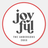 モノクロモダンタイポグラフィクリスマス休暇 ラウンドシール (正面)