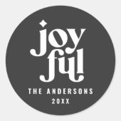 モノクロモダンタイポグラフィクリスマス休暇 ラウンドシール (正面)