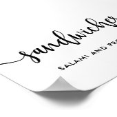 モノクロモダンタイポグラフィサンドウィッチフードサイン ポスター (角)