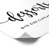 モノクロモダンタイポグラフィデザート食品サイン ポスター (角)