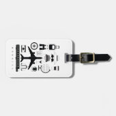 モノクロモダントラベルオブジェクトパターン ラゲッジタグ (正面横)