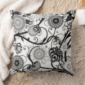 モノクロモダンフローラ クッション (ブランケット)