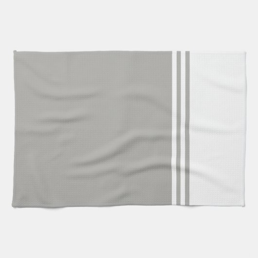 モノクロモダンホワイトおよびグレー キッチンタオル (横)