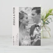 モノクロモダンミニマシンプルリストの結婚写真 招待状 (スタンド正面)