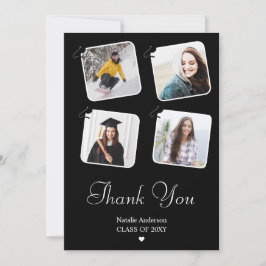 モノクロモダンミニマル写真卒業 サンキューカード