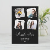 モノクロモダンミニマル写真卒業 サンキューカード (スタンド正面)