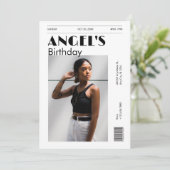 モノクロモダンミニマル写真誕生日 招待状 (スタンド正面)