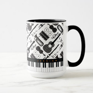 モノクロモダンミュージカル楽器パターンM マグカップ