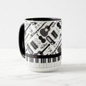 モノクロモダンミュージカル楽器パターンM マグカップ (正面左)
