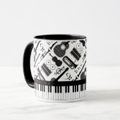モノクロモダンミュージカル楽器パターンM マグカップ (正面左)