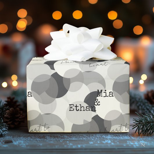 モノクロモダン円のミニマルデザイン ラッピングペーパー