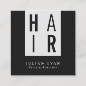 モノクロモダン白黒の美容師 スクエア名刺 (正面)