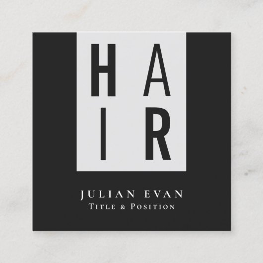 モノクロモダン白黒の美容師 スクエア名刺 (正面)