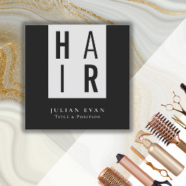 モノクロモダン白黒の美容師 スクエア名刺