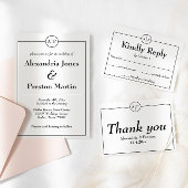 モノクロモノグラム写真ウェディング招待状 招待状