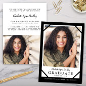 モノクロユニークな卒業おめでとうカード 招待状