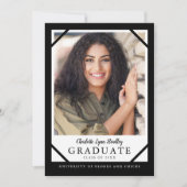 モノクロユニークな卒業おめでとうカード 招待状 (正面)