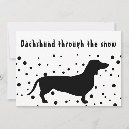 モノクロユーモア | ダックスフンドの雪の中 | シーズンカード (正面)