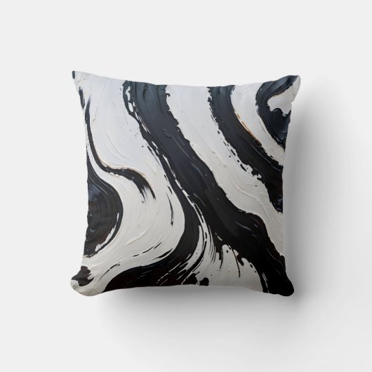 モノクロラインと曲線の装飾用クッション クッション (正面)