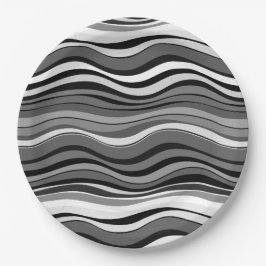モノクロリップルパターン ペーパープレート