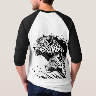 モノクロレオパードTシャツデザイン Tシャツ