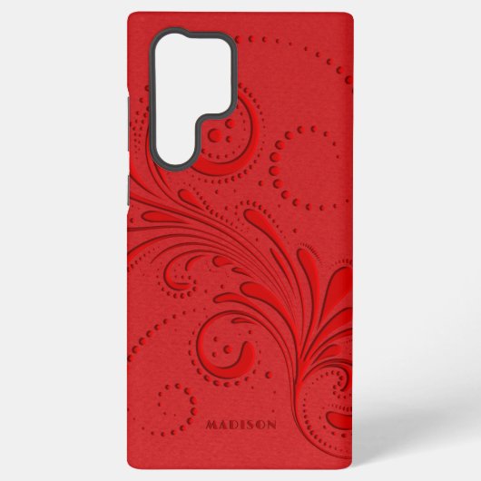 モノクロレッドスワールモノグラム SAMSUNG GALAXYケース (裏面)