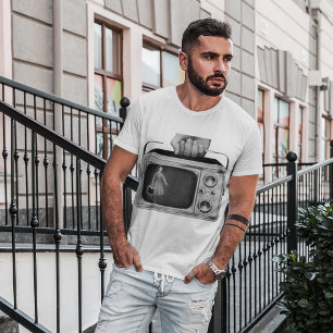 モノクロレトロ携帯テレビMens Tシャツ