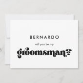 モノクロレトロ　あなたは私のブライズメンになってくれますか？ 招待状 (正面)