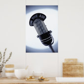 モノクロヴィンテージオンエアマイクプリント ポスター (キッチン)