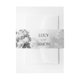 モノクロヴィンテージバラ招待状用帯 招待状ベリーバンド